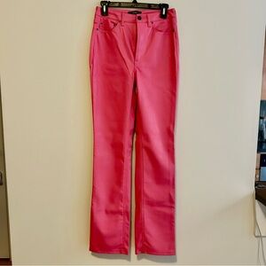 AFRM Hot Pink Trousers Faux Leather Pants High Rise Straight Heston Barbie 27